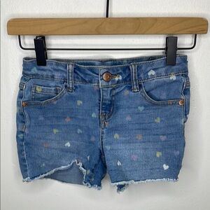 Cat & Jack Heart Patterned Denim Shorts Size Medium
